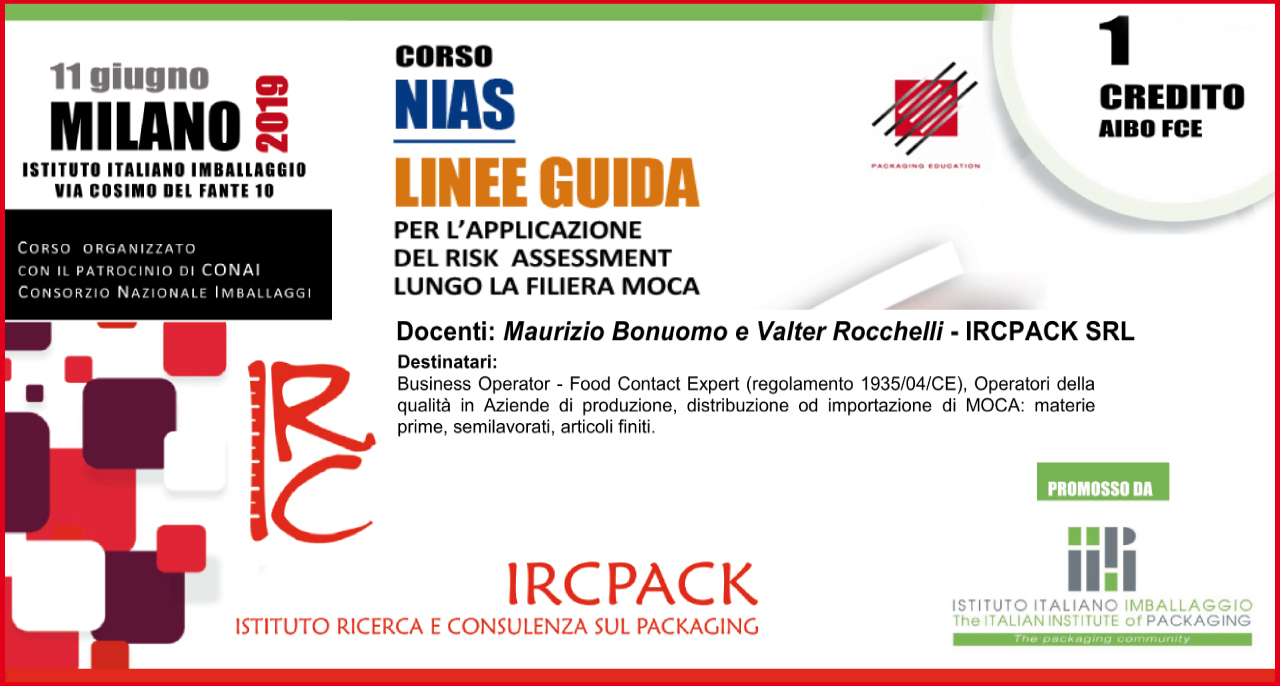 11 giugno 2019 – Corso NIAS – LINEE GUIDA PER L’APPLICAZIONE DEL RISK ASSESSMENT LUNGO LA FILIERA MOCA